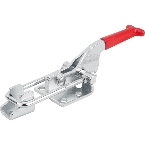 Latch-Action Clamp With Fixed Jaw Standard, F1=3000, Form:B, Steel Electro Zinc-Plated, Comp:Plastic